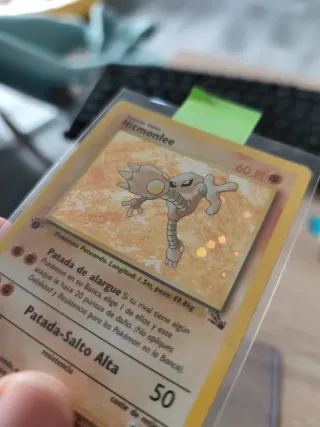 Pokémon Hitmonlee Holográfica Fósil 1ed ESPAÑOL