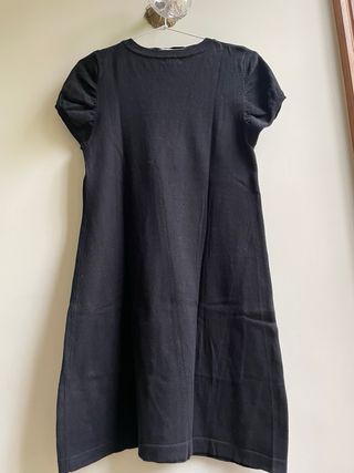 Vestido punto 100 % algodón manga corta fruncida.