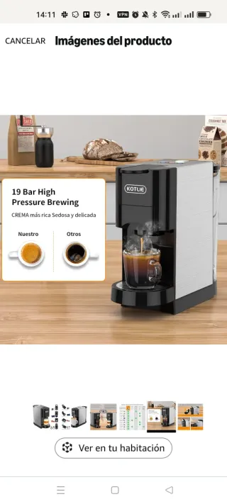 Cafetera Kotlie 19bar compatible con todo