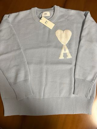 Jersey Ami Paris Azul Claro Corazón Blanco