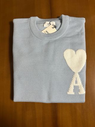 Jersey Ami Paris Azul Claro Corazón Blanco