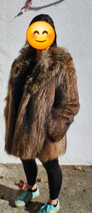 Chaquetón de pelo marrón multicolor