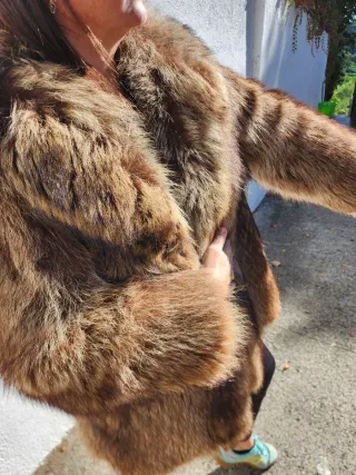 Chaquetón de pelo marrón multicolor