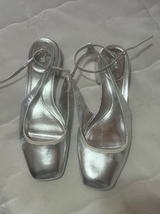 Zapatos Zara Plateados Talla 39