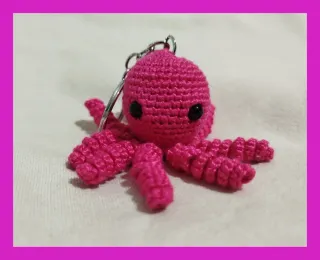 Llavero Pulpo Rosa Fucsia Crochet