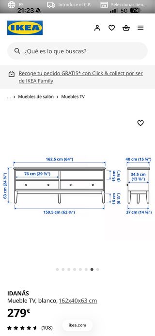 Mueble TV Blanco Ikea, mueble salón