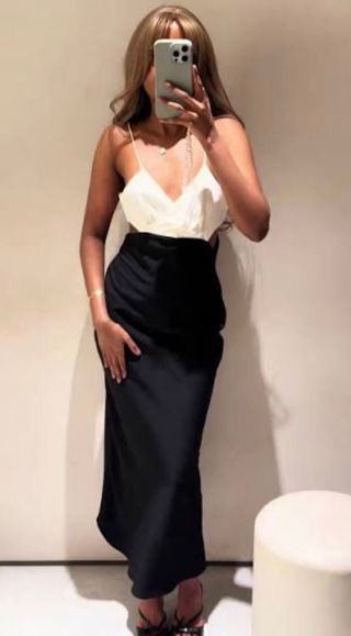 Vestido Zara Negro y Blanco Talla S. con etiqueta.