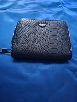 Monedero/Cartera Negra Piel Serpiente