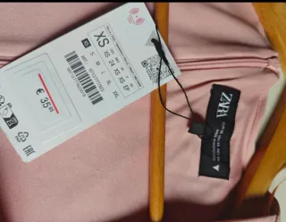 Vestido Zara rosa pastel con cinturón