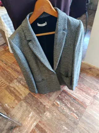 Abrigo negro y plateados mujer talla XL