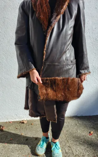 Abrigo reversible pelo y cuero