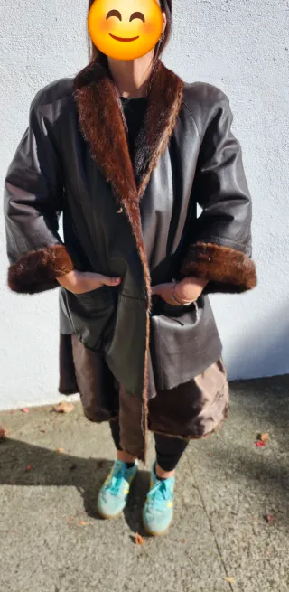 Abrigo reversible pelo y cuero