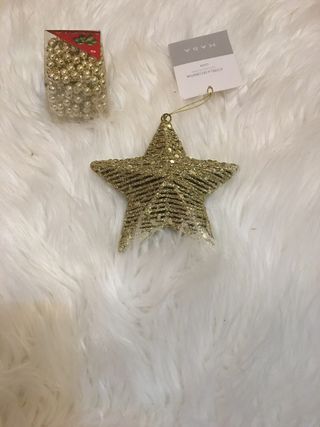 Estrela Decorativa Dourada KASA e Fio Dourado