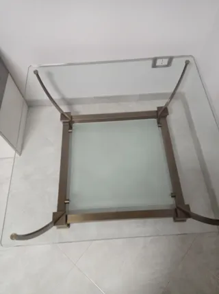 Tavolino vintage vetro e metallo oro