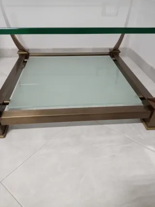 Tavolino vintage vetro e metallo oro