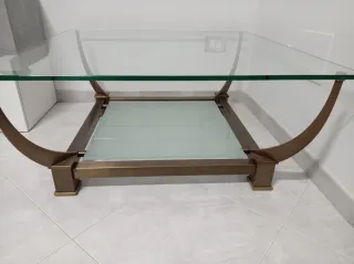 Tavolino vintage vetro e metallo oro