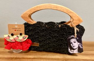 Bolso Crochet Negro Mango Madera