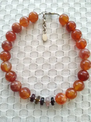 Pulsera de Turmalinas, agata fuego y plata 925