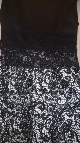 Vestido negro y blanco mujer