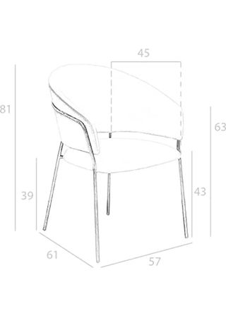 Sillón moderno polipiel y metal