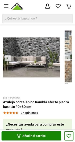 Azulejo porcelánico efecto piedra basalto 40x60cm