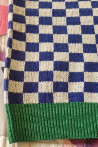 Maglione uomo a scacchi blu e verde