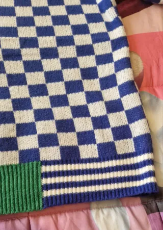 Maglione uomo a scacchi blu e verde