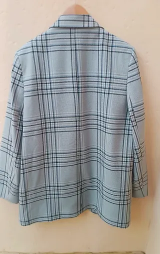 Americana cuadros tartan azul y gris