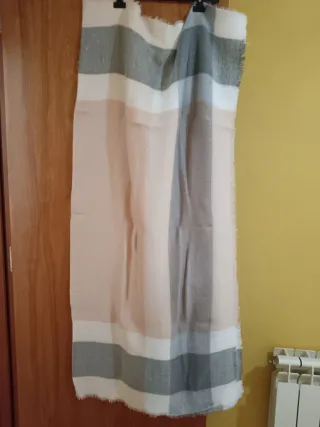 Chal invierno cuadros rosa y gris