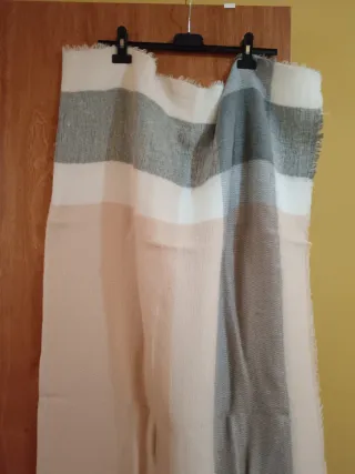 Chal invierno cuadros rosa y gris