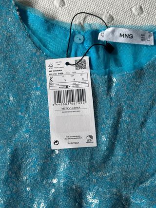 Vestido lentejuelas Mango azul S