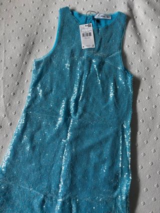 Vestido lentejuelas Mango azul S