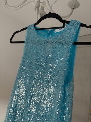 Vestido lentejuelas Mango azul S