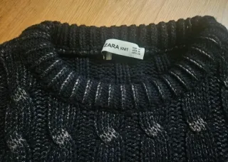 Jersey Zara trenzado negro talla M
