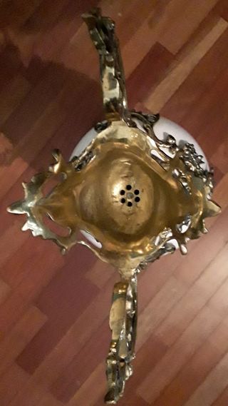 Jarrón Bronce y Cerámica Decorado