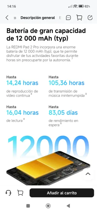 Xiaomi Redmi Pad 2 Pro "Color Plata" 6GB/128GB.