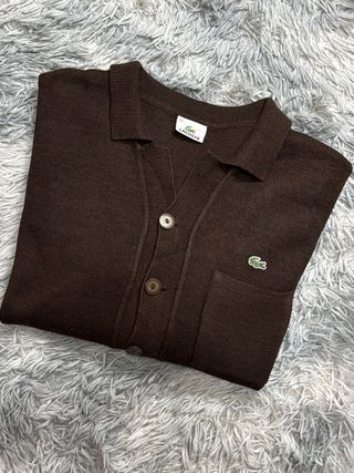 Lacoste vintage brown wool blend cardigan XL