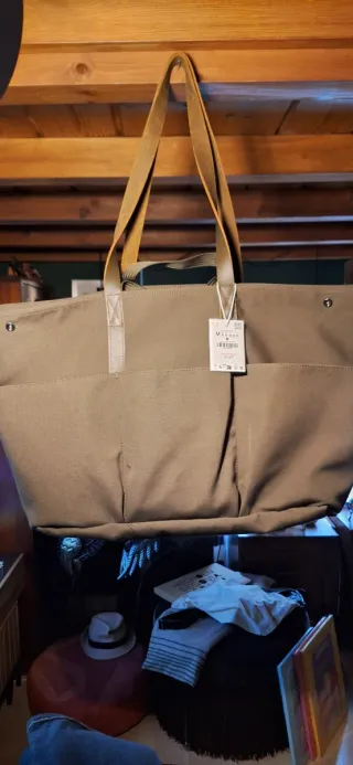 Bolso de viaje Zara Beige/Marrón Nuevo