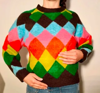 Maglioncino donna fantasia rombi alla moda nuovo