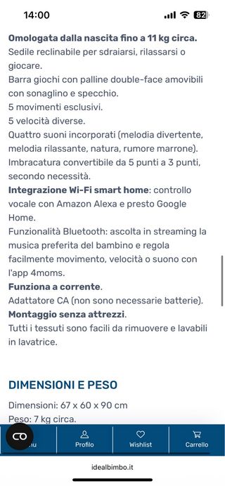 Sdraietta 4moms Mamaroo elettrica