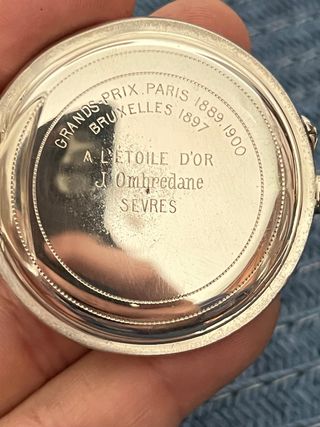 longines de bolsillo en caja de plata J Ombredane