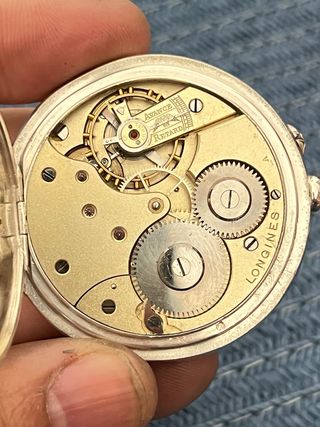 longines de bolsillo en caja de plata J Ombredane