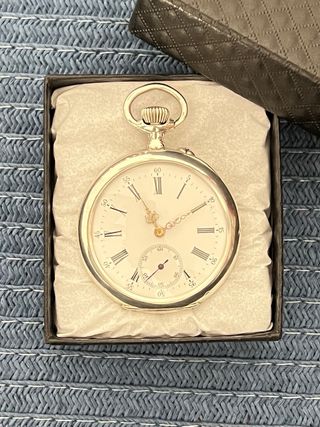 longines de bolsillo en caja de plata J Ombredane