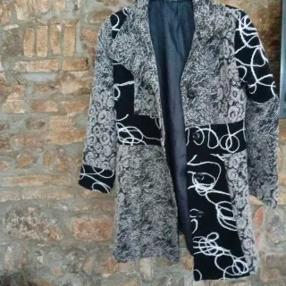 Cappotto donna lana nero/grigio