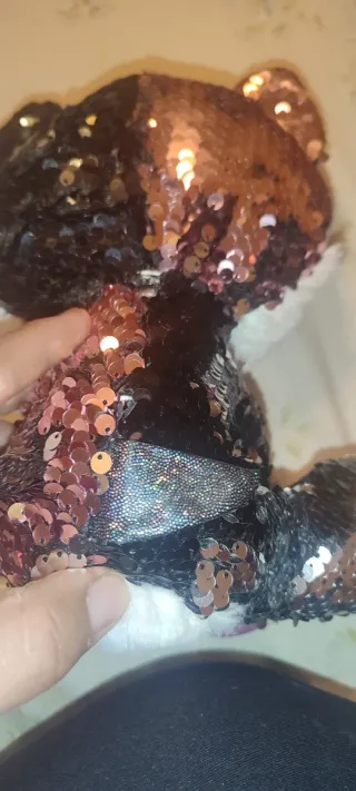 Peluche gatto paillettes rosa e nero