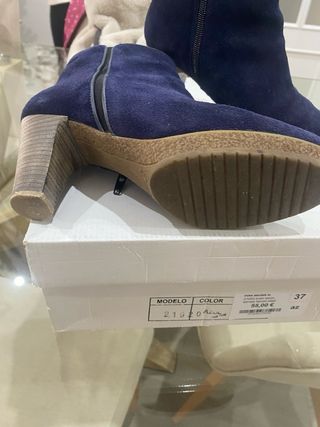 Botín azul serraje tacón 37