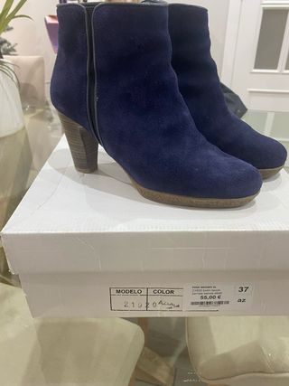 Botín azul serraje tacón 37