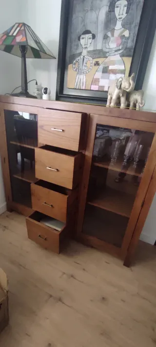 Vitrina Aparador Madera y Cristal