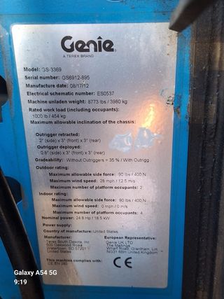 Plataforma Tijera Genie GS3369RT