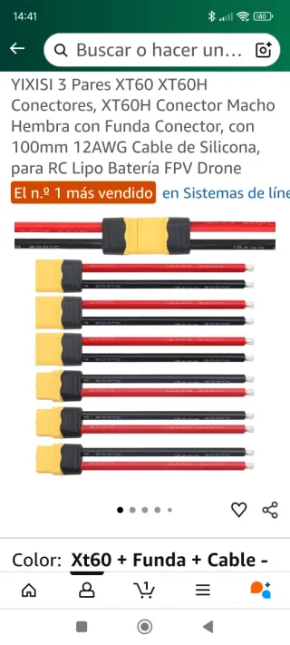 3 Pares Conectores XT60H con Cable